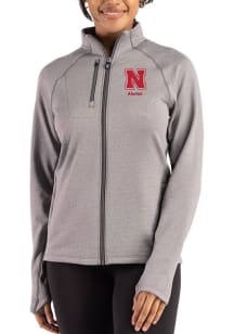 Cutter and Buck Nebraska Cornhuskers Womens Graphite Alumni Peshastin Long Sleeve Full Zip Jacket
