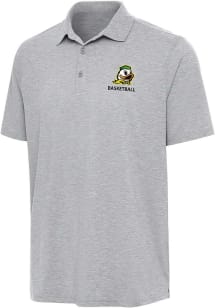 Antigua Oregon Ducks Mens Grey Heather Basketball Par 3 Short Sleeve Polo