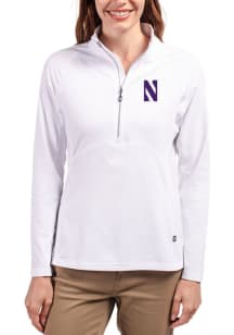 Cutter and Buck Northwestern Wildcats Womens White Adapt Eco Qtr Zip Pullover