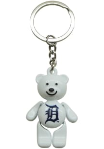 Detroit Tigers Team Logo White Bear Keychain - White