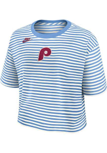 Nike Philadelphia Phillies Womens Powder Blue Cooperstown Crop Short Sleeve T-Shirt