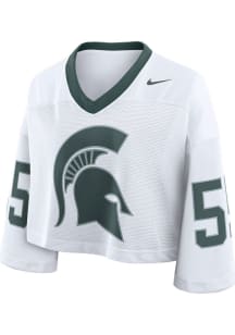 Michigan State Spartans Womens Nike Crop Fashion Football Jersey - White