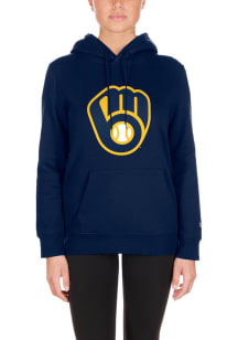 New Era Milwaukee Brewers Womens Navy Blue Cotton Hooded Sweatshirt
