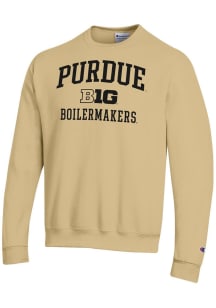 Champion Purdue Boilermakers Mens Gold Big Ten Powerblend Long Sleeve Crew Sweatshirt