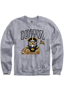 Summit Sportswear Iowa Hawkeyes Womens Grey Bear Necessities Crew Sweatshirt