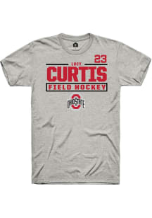 Lucy Curtis Ohio State Buckeyes Ash NIL Stacked Box Short Sleeve Player T Shirt