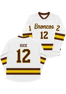 Campus Ink Samuel Huck Western Michigan Broncos Mens White NIL Hockey Jersey