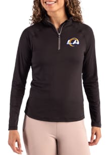 Cutter and Buck Los Angeles Rams Womens Black Coastline Qtr Zip