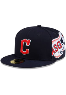 New Era Cleveland Guardians Mens Navy Blue Oversized Patch 59FIFTY Fitted Hat