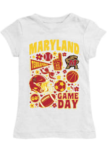 Vive La Fete Maryland Terrapins Toddler Girls White Lexie Short Sleeve T-Shirt
