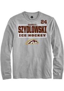 Garrett Szydlowski Western Michigan Broncos Grey NIL Stacked Box Long Sleeve Player T Shirt