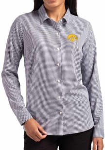 Cutter and Buck Iowa Hawkeyes Womens Epic Confidence Gingham Long Sleeve Black Dress Shirt