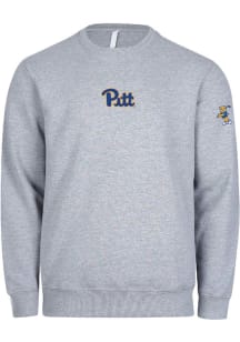 Pitt Panthers Mens Grey Golf Roc Victory Lights Chuncky Crew Two Hit Long Sleeve Crew Sweatshirt