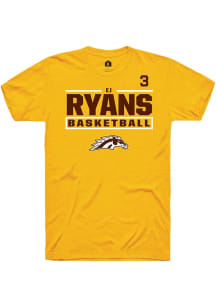 Ej Ryans Western Michigan Broncos Gold NIL Stacked Box Short Sleeve Player T Shirt