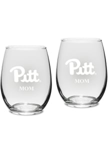 Pitt Panthers Mom Stemless Set 15oz Stemless Wine Glass - White