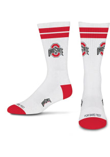Ohio State Buckeyes White Stripes Mens Crew Socks