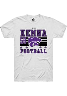 Will Kemna K-State Wildcats White Football NIL Striped Short Sleeve Player T Shirt