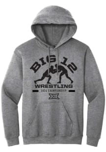 Summit Sportswear Big 12 Mens Graphite 2026 Wrestling Championship Long Sleeve Hoodie