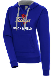 Antigua Tulsa Golden Hurricane Womens Royal Blue Track & Field Victory Hooded Sweatshirt