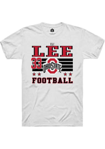 Eli Lee Ohio State Buckeyes White Football NIL Striped Short Sleeve Player T Shirt