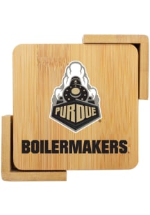 Purdue Boilermakers 4 pack wooden Coaster - Gold