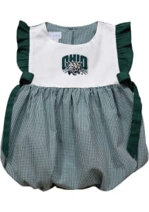 Vive La Fete Ohio Bobcats Baby Girls Green Gingham Bubble Short Sleeve Dress