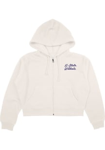 Blue 84 K-State Wildcats Womens Ivory Cloud Fleece Long Sleeve Full Zip Jacket