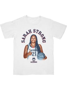 Sarah Strong UConn Huskies White NIL Thumbs Up Short Sleeve Fashion Player T Shirt