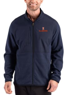 Cutter and Buck Illinois Fighting Illini Mens Navy Blue Hunts Point Eco Light Weight Jacket