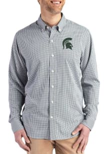 Cutter and Buck Michigan State Spartans Mens Green Skyline Long Sleeve Dress Shirt