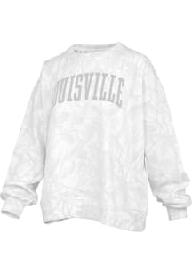 Pressbox Louisville Cardinals Womens White Camo Crew Sweatshirt
