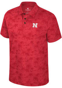 Colosseum Nebraska Cornhuskers Mens Red Fremen Palm Short Sleeve Polo
