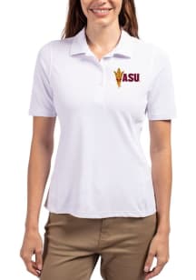 Cutter and Buck Arizona State Sun Devils Womens White Virtue Eco Pique Short Sleeve Polo Shirt