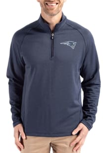 Cutter and Buck New England Patriots Mens Navy Blue NFL Rivalries Pehastin Long Sleeve Qtr Zip Pul..