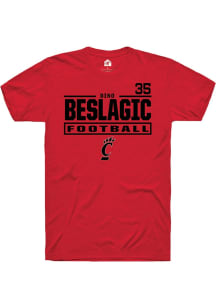 Dino Beslagic Cincinnati Bearcats Red Football NIL Stacked Box Short Sleeve Player T Shirt
