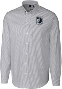 Cutter and Buck Minnesota United FC Mens Charcoal Stretch Oxford Stripe Big and Tall Dress Shirt