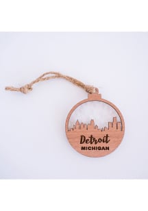 Detroit White Snowflake Ornament - Brown