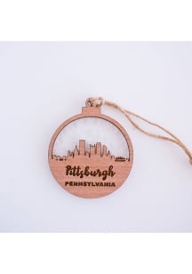 Pittsburgh White Snowflake Ornament - Brown