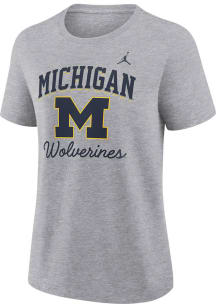 Nike Michigan Wolverines Womens Grey Logo Script Short Sleeve T-Shirt