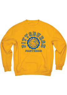 Blue 84 Pitt Panthers Womens Yellow Hello Kitty School Rule Crew Sweatshirt