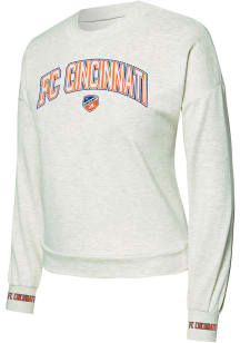 Concepts Sport FC Cincinnati Womens White Heather Crew Sweatshirt