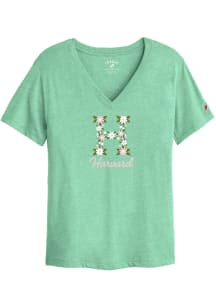 Harvard Crimson Womens Green Floral H Short Sleeve T-Shirt