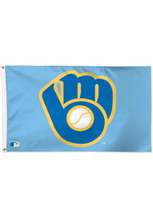 Milwaukee Brewers 3x5 Deluxe Silk Screen Grommet Flag - Light Blue