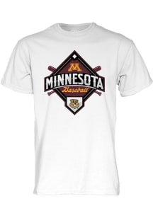 Blue 84 Minnesota Golden Gophers White Big Ten Baseball Short Sleeve T Shirt