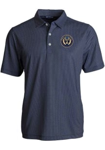 Cutter and Buck Philadelphia Union Mens Navy Blue Pike Symmetry Short Sleeve Polo