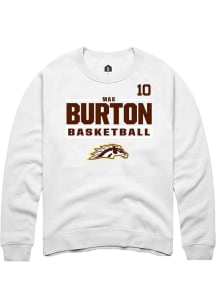 Max Burton Western Michigan Broncos Mens White NIL Stacked Box Player Crew