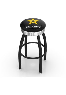 Army 3 Ring Chrome Seat Pub Stool - Black