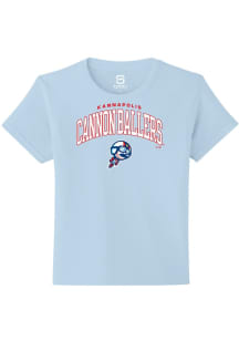 Summit Sportswear Kannapolis Cannon Ballers Youth Light Blue Arch Mascot Short Sleeve T-Shirt