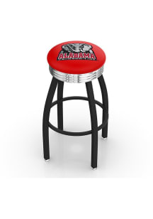 Alabama Crimson Tide Elephant 3 Ring Chrome Seat Pub Stool - Black