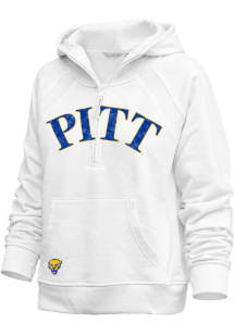 Pitt Panthers Womens White Asana Hooded Sweatshirt
